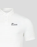 White polo shirt with three button placket and Blackcaps logo on chest