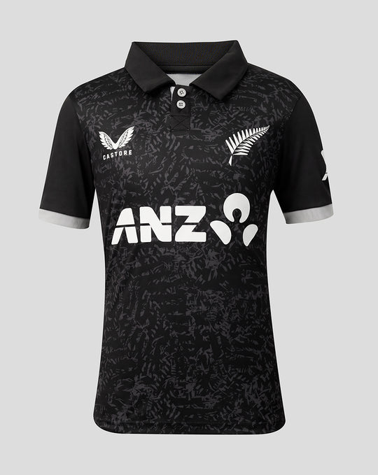 Junior 26/27 Black Caps ODI Short Sleeve Shirt - Black