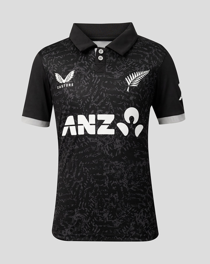 Junior 26/27 Black Caps ODI Short Sleeve Shirt - Black