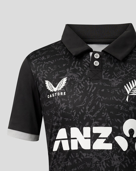 Junior 26/27 Black Caps ODI Short Sleeve Shirt - Black