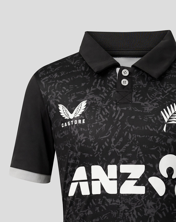 Junior 26/27 Black Caps ODI Short Sleeve Shirt - Black
