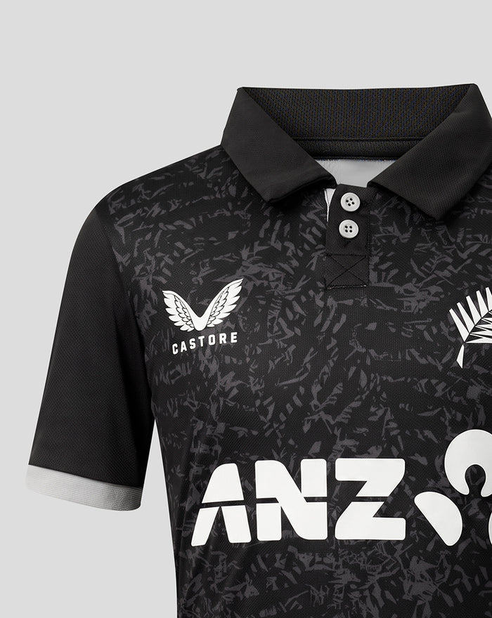 Junior 26/27 Black Caps ODI Short Sleeve Shirt - Black