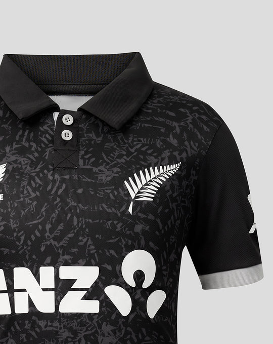 Junior 26/27 Black Caps ODI Short Sleeve Shirt - Black