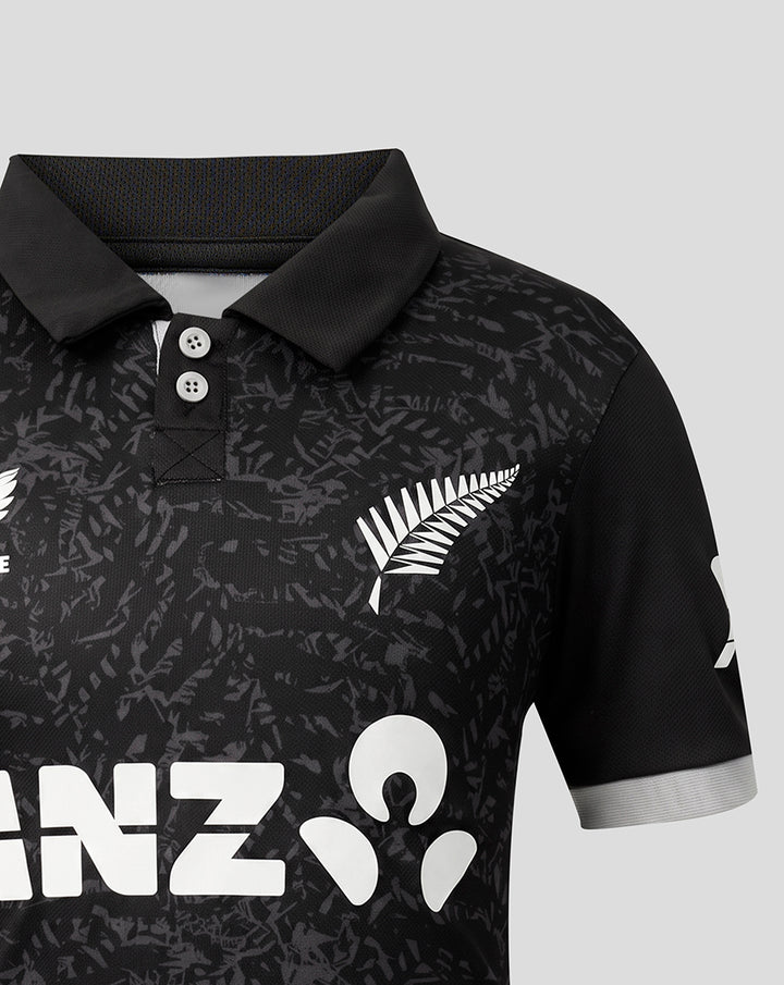 Junior 26/27 Black Caps ODI Short Sleeve Shirt - Black