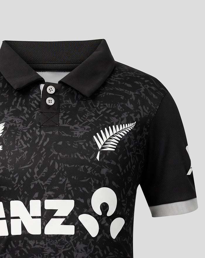Junior 26/27 Black Caps ODI Short Sleeve Shirt - Black