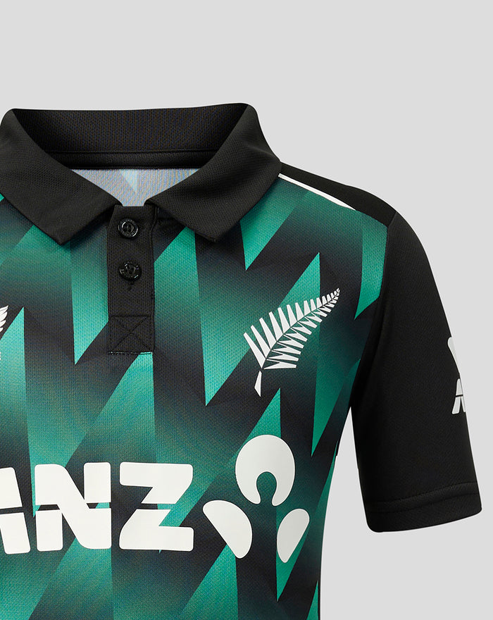 Junior 26/27 Black Caps T20 Short Sleeve Shirt - Black