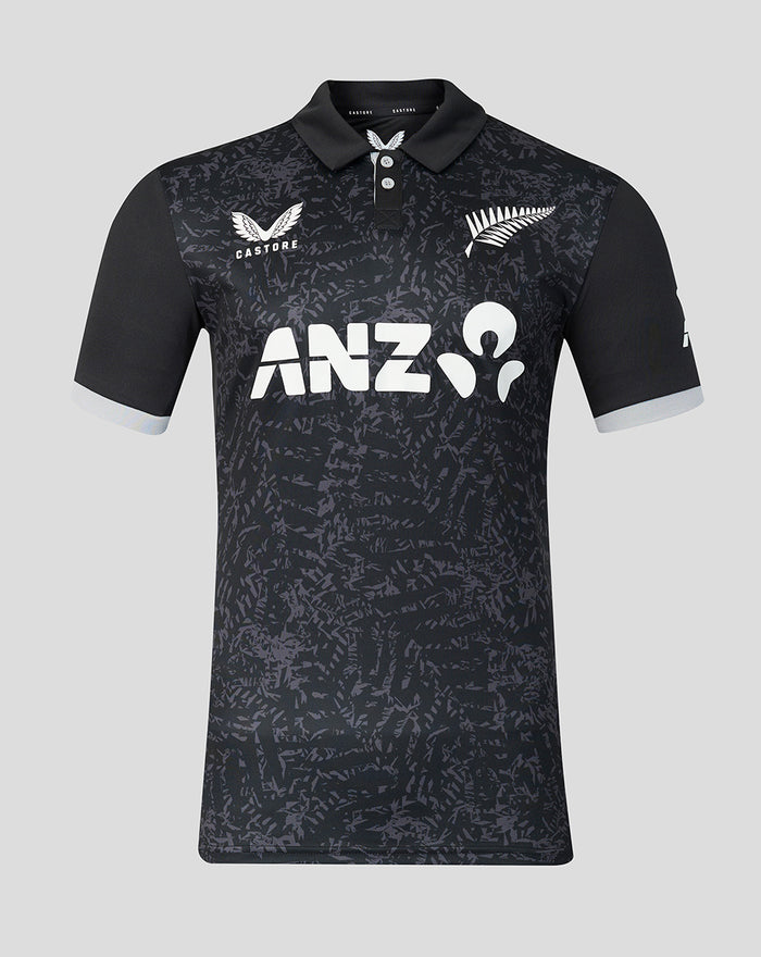 Mens 26/27 Black Caps ODI Short Sleeve Shirt - Black
