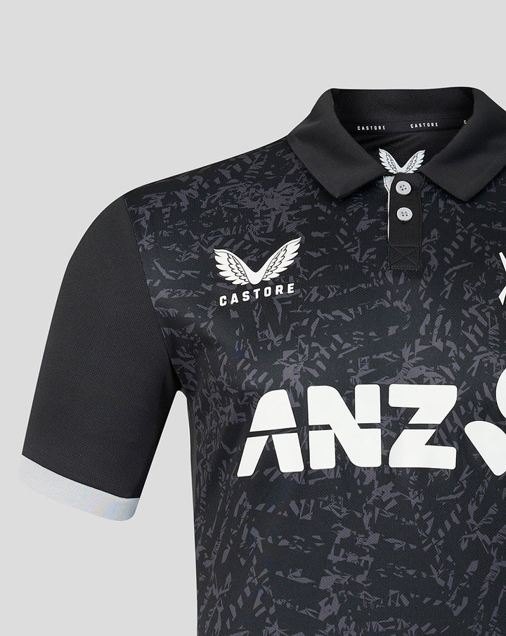 Mens 26/27 Black Caps ODI Short Sleeve Shirt - Black