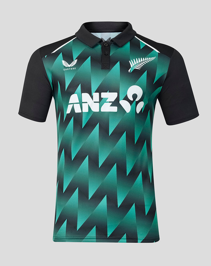 Mens 26/27 Black Caps T20 Short Sleeve Shirt - Black