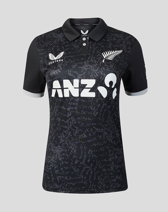 Womens 26/27 White Ferns ODI Short Sleeve Shirt - Black
