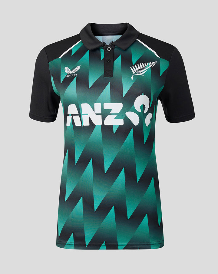 Womens 26/27 White Ferns T20 Short Sleeve Shirt - Black