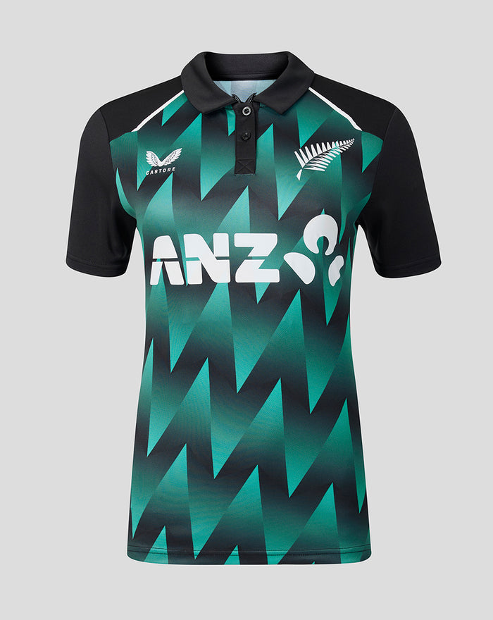 Womens 26/27 White Ferns T20 Short Sleeve Shirt - Black