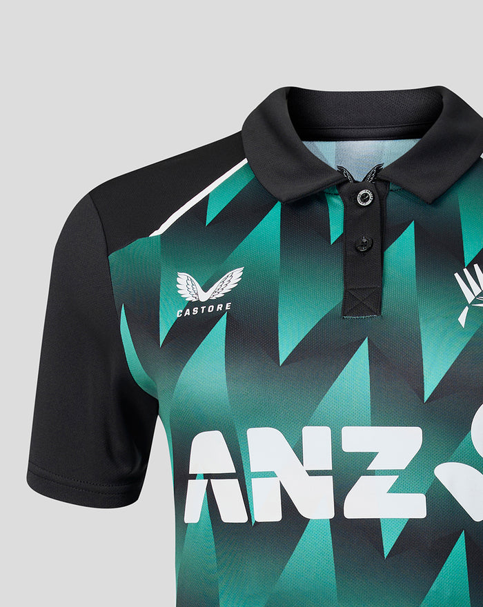 Womens 26/27 White Ferns T20 Short Sleeve Shirt - Black