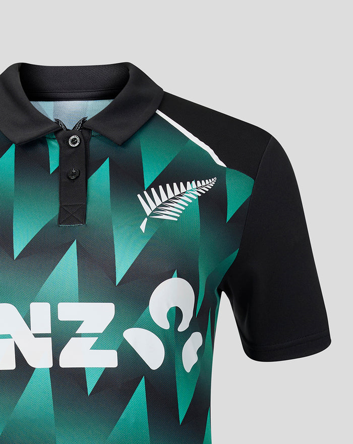 Womens 26/27 White Ferns T20 Short Sleeve Shirt - Black