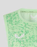 Mint green sleeveless training tee with abstract camouflage pattern and white winged Castore logo on front.