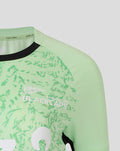 Mint green training short sleeve shirt showing shoulder pattern and New Zealand Black Caps logo on the chest