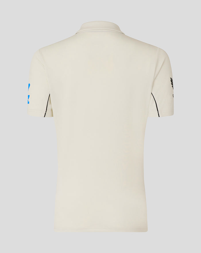 Back view of beige short sleeve shirt