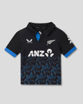 Front view of Infant T20 25/26 Short Sleeve Shirt in navy with blue sleeve cuffs and large ANZ logo.