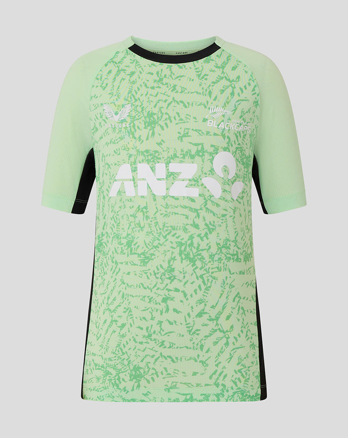 Junior 25/26 Training Short Sleeve T-Shirt with mint green camouflage front and black side panels featuring ANZ logo