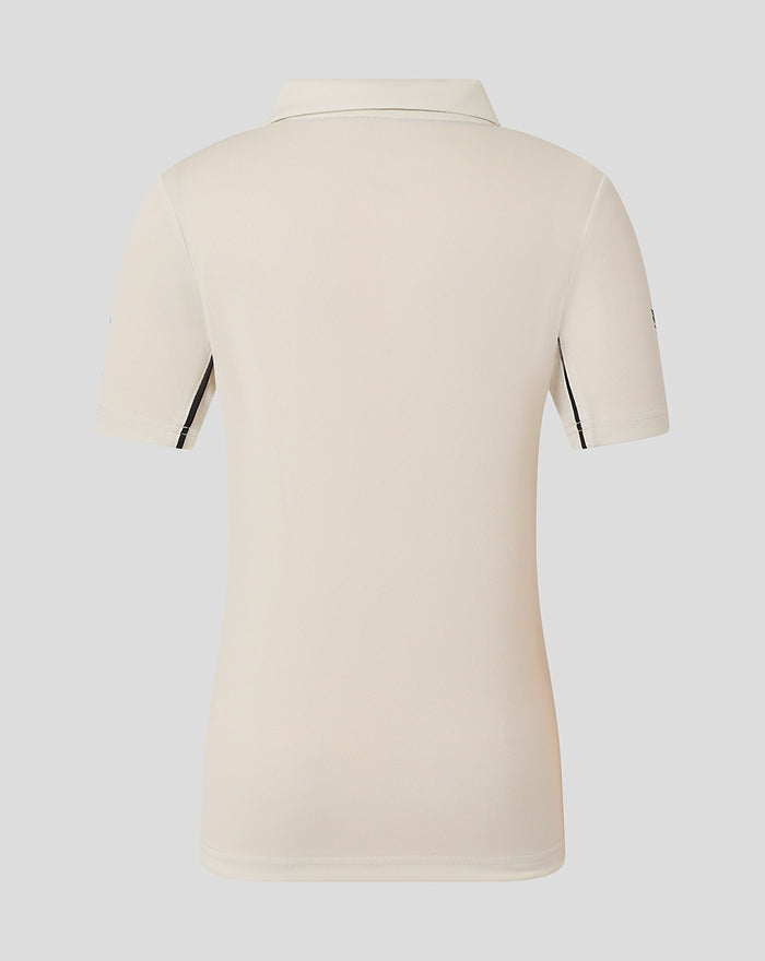 Back view of beige Junior 25/26 Test Short Sleeve Shirt polo with a simple collar