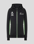 Junior black training full zip hoodie with mint green zipper and chest logos ANZ and BLACKCAPS