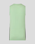 Back view of mint green sleeveless training shirt with black side panels.