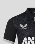 Womens ODI short sleeve shirt in black with a dark camo pattern and a white winged logo on the chest